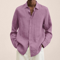 Travis | Hemd Herren Langarm | Schwarz in Rosa