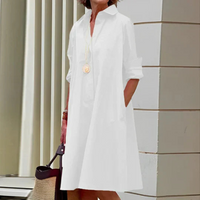 Jaira | Langarm Shirtkleid | Midi in Weiß