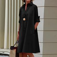 Jaira | Langarm Shirtkleid | Midi in Schwarz