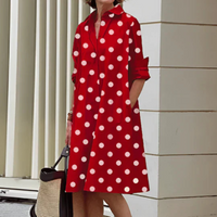 Jaira | Langarm Shirtkleid | Midi in Rot Weiß