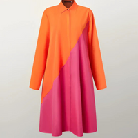 Jaira | Langarm Shirtkleid | Midi in Orange-Rosa