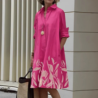 Jaira | Langarm Shirtkleid | Midi in Rosa