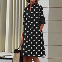Jaira | Langarm Shirtkleid | Midi in Schwarz und weiß