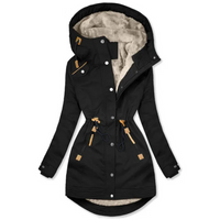 Jaymie | Damen Lange Winterjacke | Warme in Schwarz