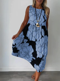Maribeth | Leicht Sommerkleid | Midi in Blau