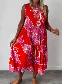 Maribeth | Leicht Sommerkleid | Midi in Rot