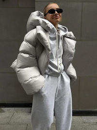 Dianne | Leichte Daunenjacke Damen | Steppjacke Lang in Silber