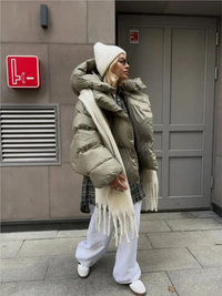 Dianne | Leichte Daunenjacke Damen | Steppjacke Lang in Hellgrau
