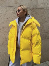 Dianne | Leichte Daunenjacke Damen | Steppjacke Lang in Gelb