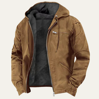 Leon | Herren Gefütterte Warme Kapuzenjacke in Khaki