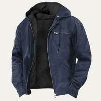 Leon | Herren Gefütterte Warme Kapuzenjacke in Blau