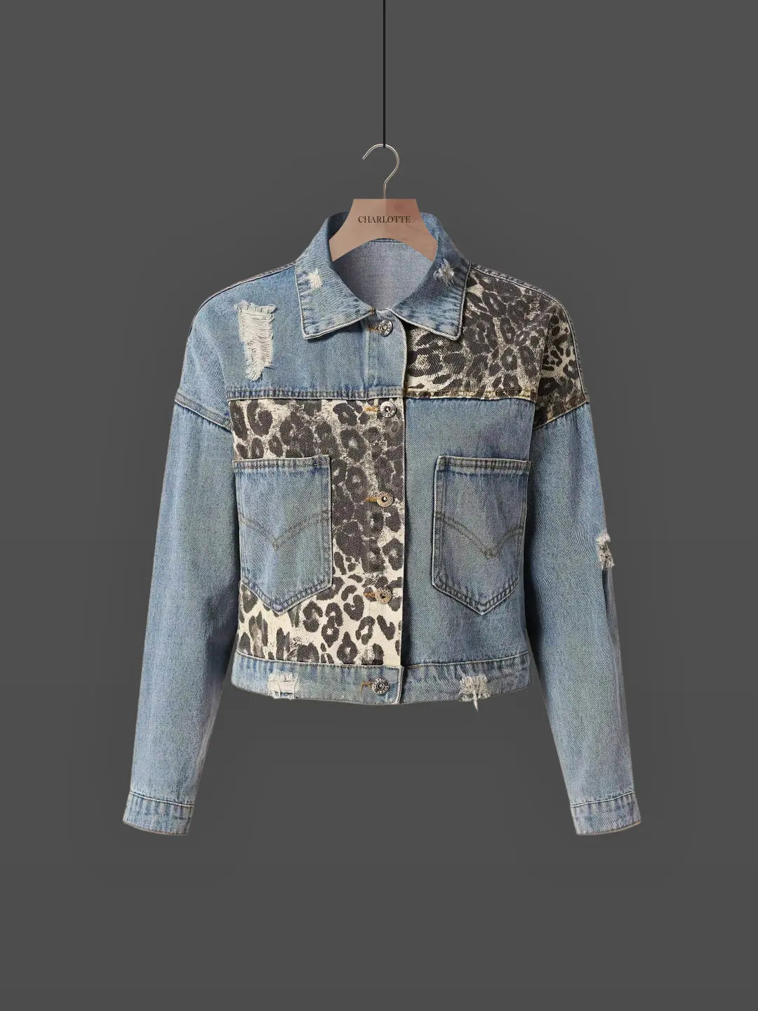 Leoparden-Denim-Jacke - Camille