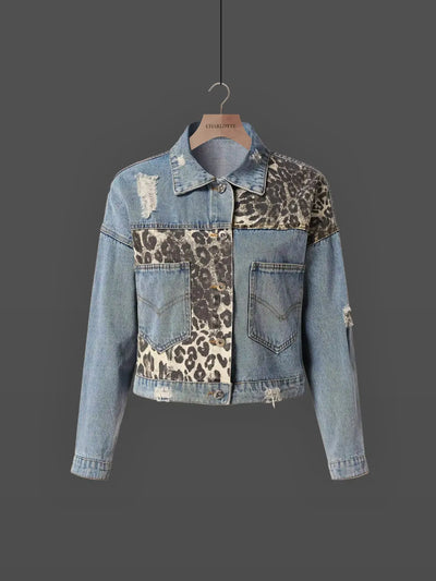 Leoparden-Denim-Jacke - Camille