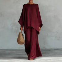 Lieselotte | Damen Oversized Poncho Set in Burgunder
