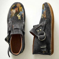 Gemusterte Damen-Loafers mit Schnallen – Bequeme und stylische Mokassins für den Alltag in Schwarz