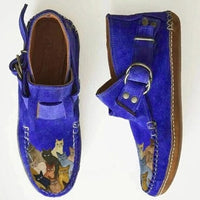 Gemusterte Damen-Loafers mit Schnallen – Bequeme und stylische Mokassins für den Alltag in Blau