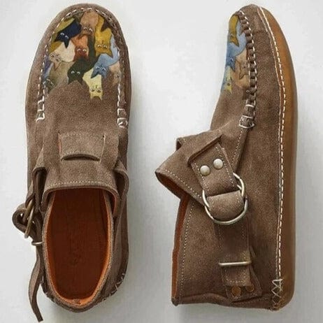 Gemusterte Damen-Loafers mit Schnallen – Bequeme und stylische Mokassins für den Alltag