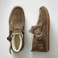 Gemusterte Damen-Loafers mit Schnallen – Bequeme und stylische Mokassins für den Alltag in Dunkelbraun