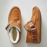 Gemusterte Damen-Loafers mit Schnallen – Bequeme und stylische Mokassins für den Alltag in Hellbraun