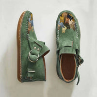Gemusterte Damen-Loafers mit Schnallen – Bequeme und stylische Mokassins für den Alltag in Grün