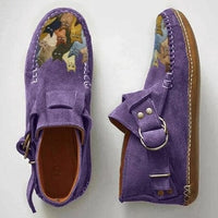 Gemusterte Damen-Loafers mit Schnallen – Bequeme und stylische Mokassins für den Alltag in Lila