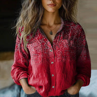 Lily | Bedruckte Vintage Bluse in Rot