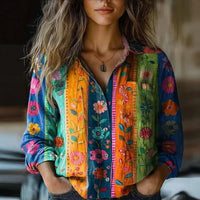 Lily | Bedruckte Vintage Bluse in Mehrfarben