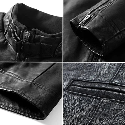 Herrenjacke aus Veganem Leder mit Reißverschlusstaschen