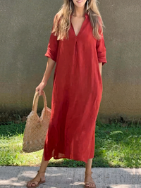 Lockeres bequemes Sommerkleid für Damen | Midi in Rot