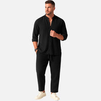 Lorenz | Herren Freizeitanzug Set Langarm Relaxed Fit in Schwarz