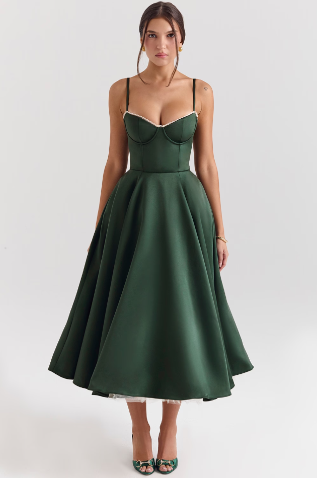 Luce - Satin-Tüll-Midikleid