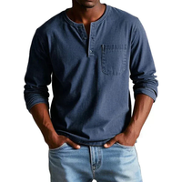 Ludwig | Herren Langarm Henley Shirt in Marineblau