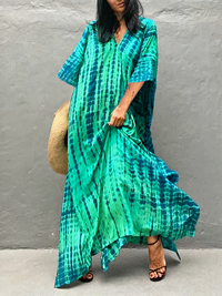 Luftiges Kaftan-Strandkleid für Damen | Maxi in Smaragd