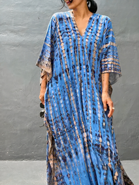 Luftiges Kaftan-Strandkleid für Damen | Maxi in Blau