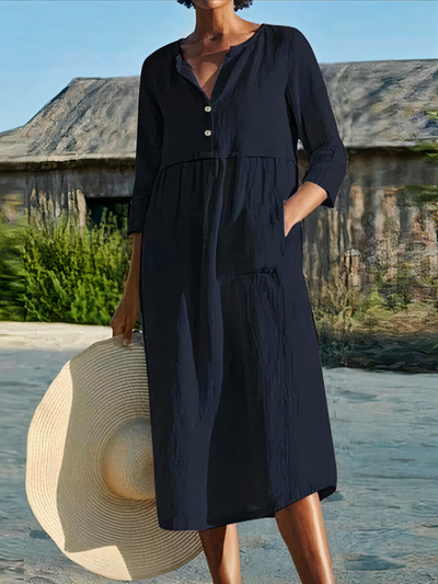 Luftiges langärmeliges Sommerkleid für Damen | Midi