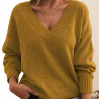 Sabine | Damen Kaschmir V-Ausschnitt Pullover in Gold