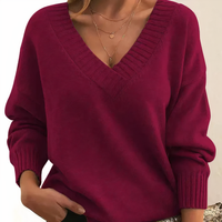 Sabine | Damen Kaschmir V-Ausschnitt Pullover in Rot