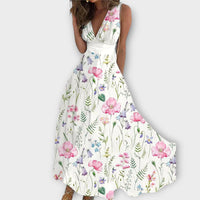 Romy - Floral V-Neck Kleid in Rosa
