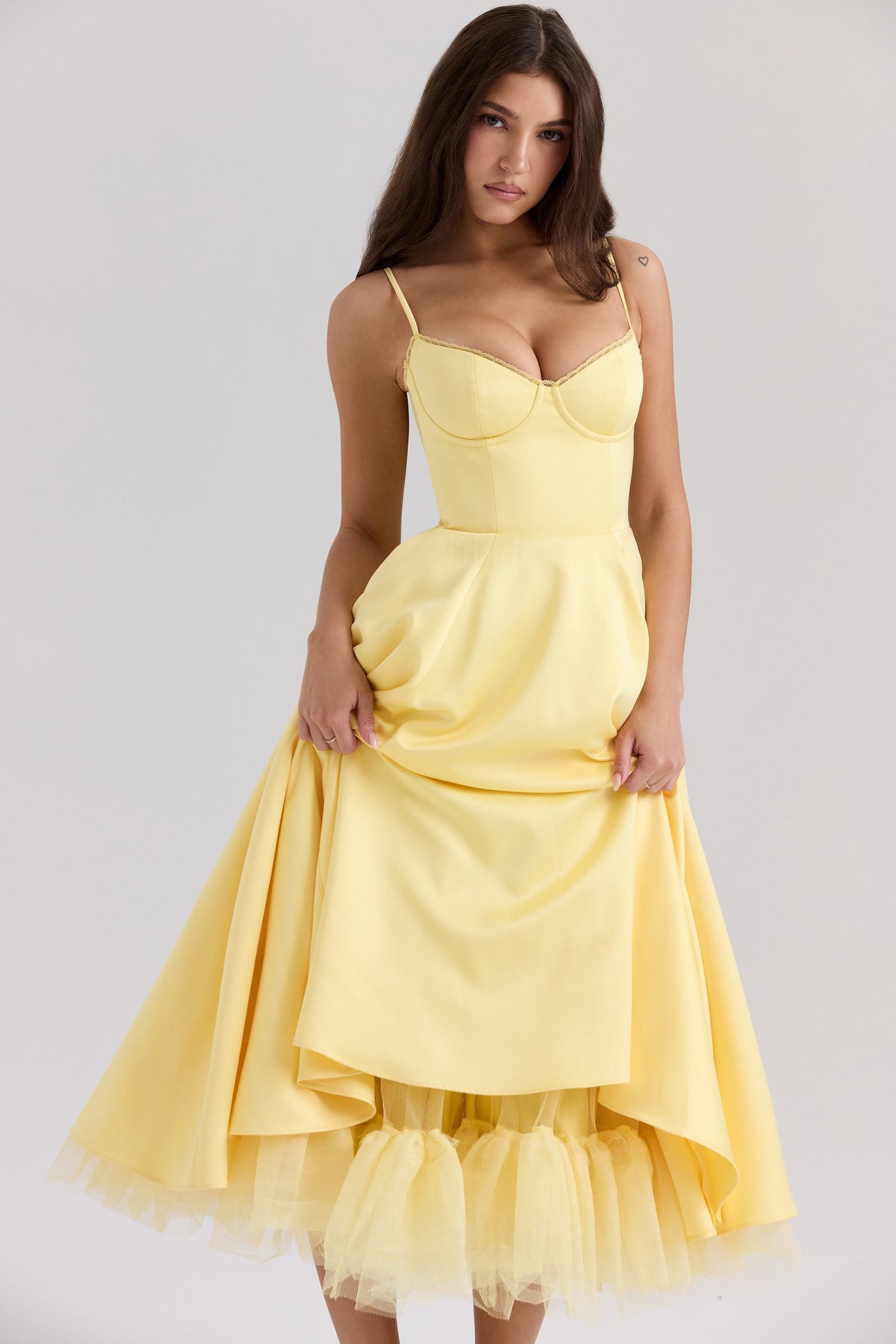 Luce - Satin-Tüll-Midikleid