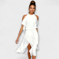 Nivelle – Asymmetrisches Kleid mit fließender Silhouette in Weiß