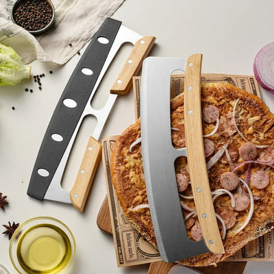 Großer Pizzaschneider mit gewölbtem Edelstahlmesser (35 cm) - Bruno