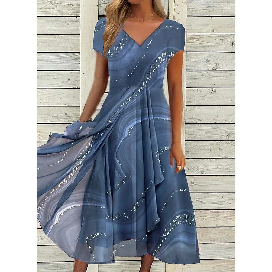 Naomi™ - V-Ausschnitt Midi Kleid