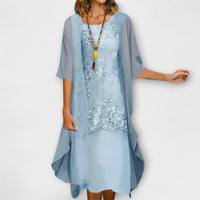Danielle - Elegantes zweiteiliges Chiffonkleid in Himmelblau