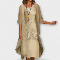 Danielle - Elegantes zweiteiliges Chiffonkleid in Gelb