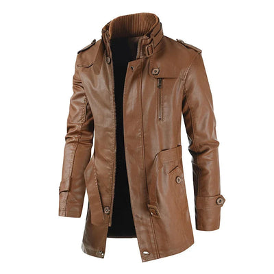 Paulin® | Elegante lange Motorradlederjacke