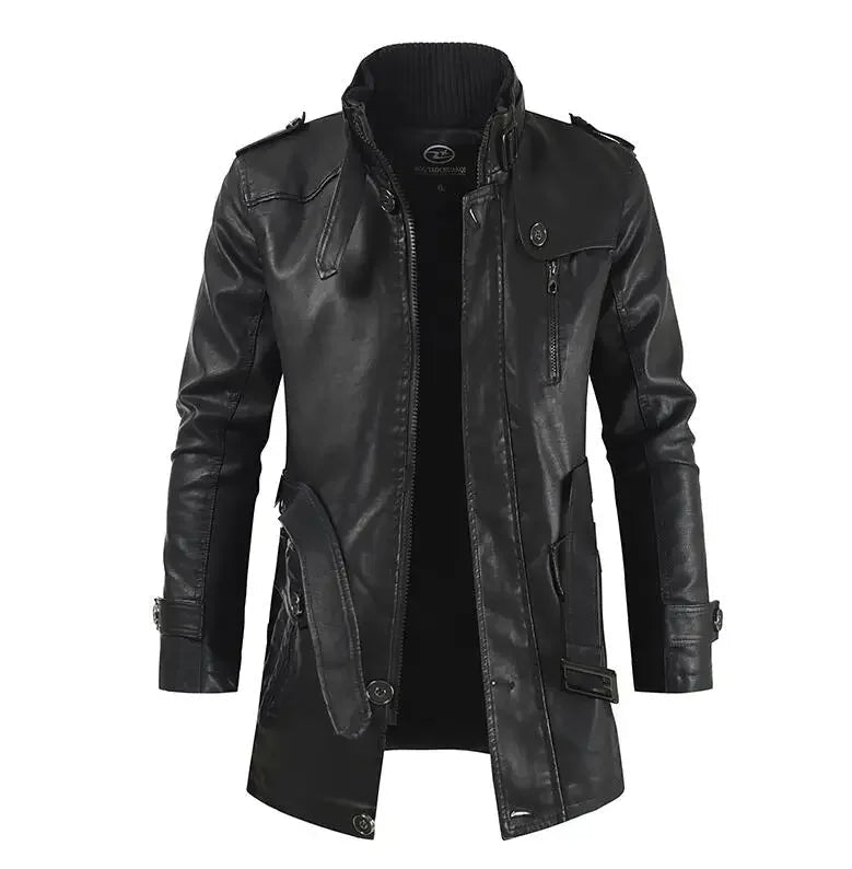 Anton® | Elegante lange Motorradjacke aus Leder
