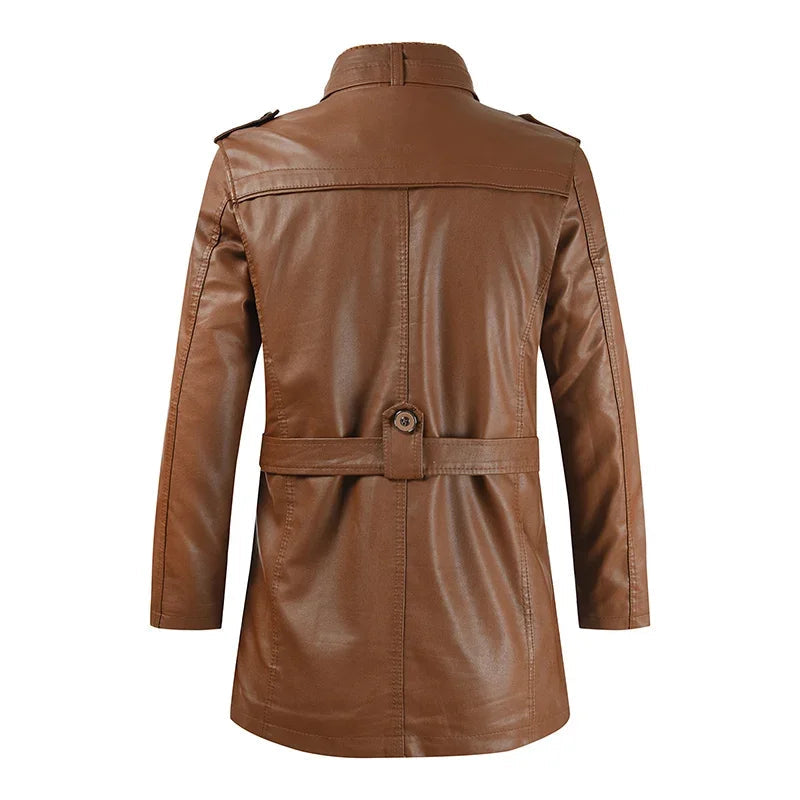 Paulin® | Elegante lange Motorradlederjacke