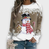 Mailena – Weihnachtspullover mit Schneemann in Khaki
