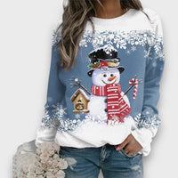Mailena – Weihnachtspullover mit Schneemann in Blau
