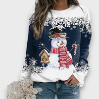 Mailena – Weihnachtspullover mit Schneemann in Dunkelblau